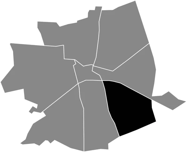 Černá Plochá Prázdná Zvýrazněná Mapa Umístění Zuidoost District Uvnitř Šedé — Stockový vektor