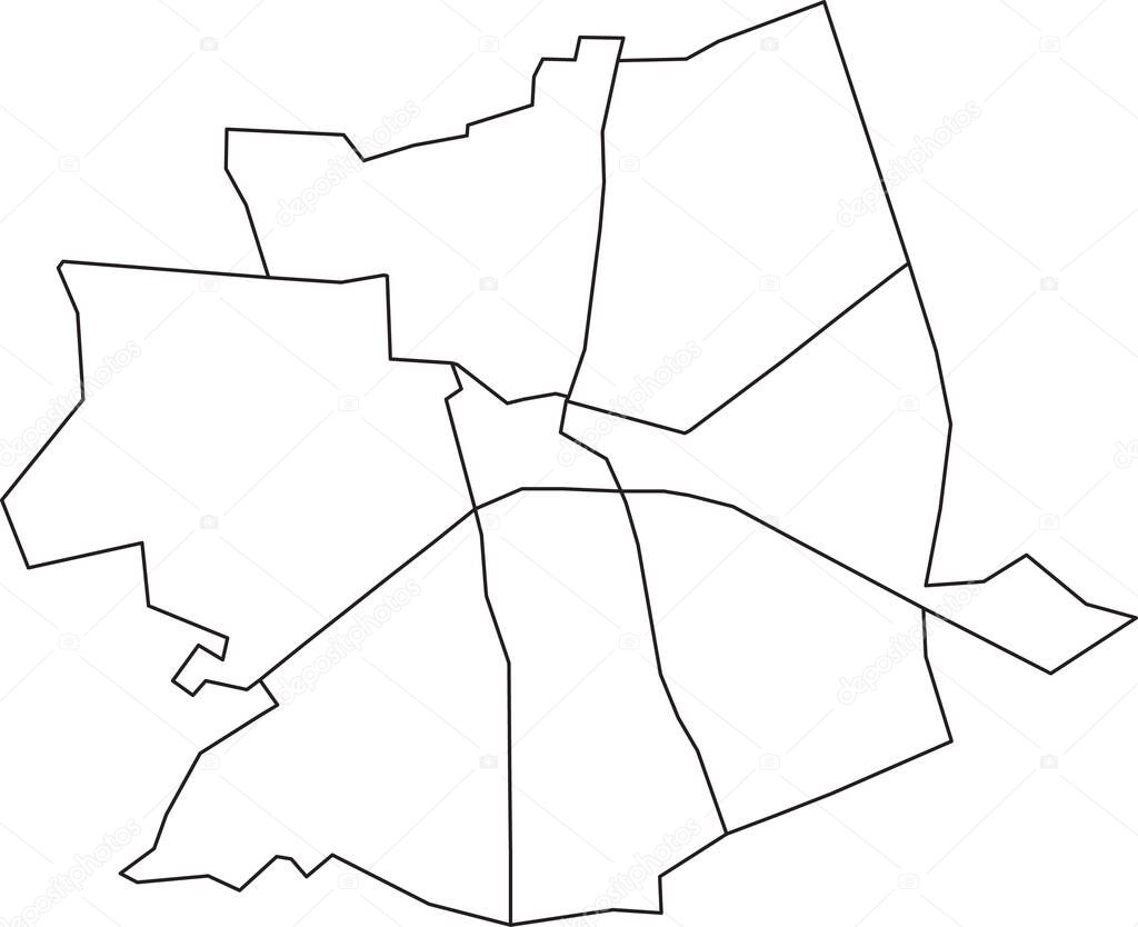 White flat blank vector administrative map of APELDOORN, NETHERLANDS with black border lines of its districts