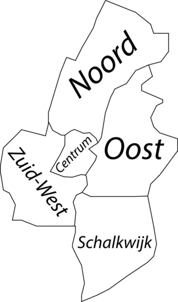Vit Platt Vektor Administrativ Karta Över Haarlem Nederländerna Med Namnskyltar — Stock vektor