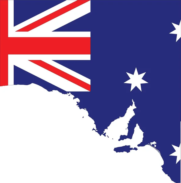 Карта Плоским Векторным Административным Флагом Австралийского Штата Южная Австралия Сочетании — стоковый вектор