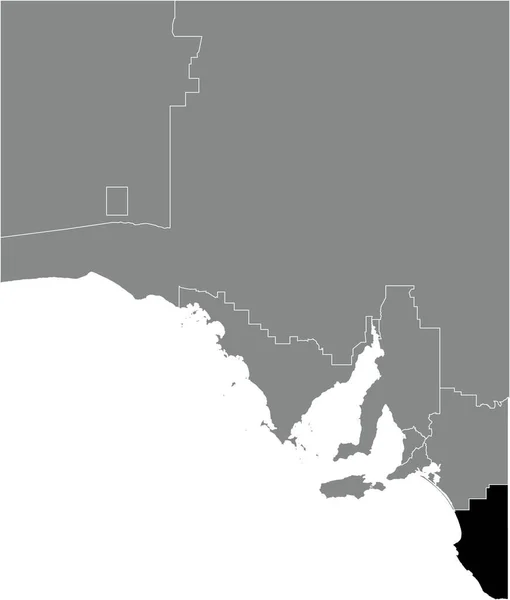 Schwarze Flache Blanko Hervorgehobene Positionskarte Der Südostregion Innerhalb Der Grauen — Stockvektor