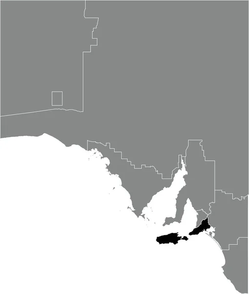 Black Flat Blank Mappa Localizzazione Evidenziata Della Regione Meridionale Collinette — Vettoriale Stock