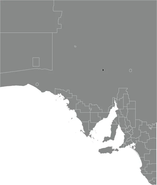 澳大利亚南澳大利亚州各地区灰色行政地图内的罗斯比州议会黑色扁平醒目的空白位置图 — 图库矢量图片
