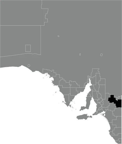 Black Flat Blank Mappa Della Posizione Evidenziata Del Consiglio Distritto — Vettoriale Stock