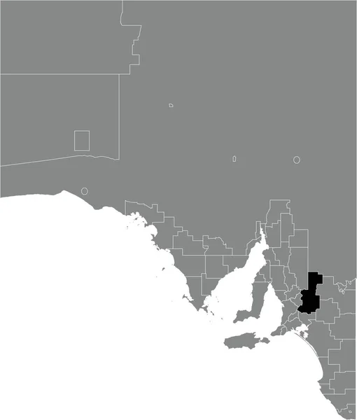 Zwarte Vlakke Blanco Gemarkeerde Locatiekaart Van Het Mid Murray Raad — Stockvector