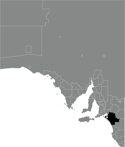 Black Flat Blank Evidenziata Mappa Della Zona Del Coorong District — Vettoriale Stock