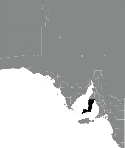 澳大利亚南澳大利亚州灰色行政地图内的Yorke Peninsula Council Area黑色扁平突出显示的空白位置图 — 图库矢量图片