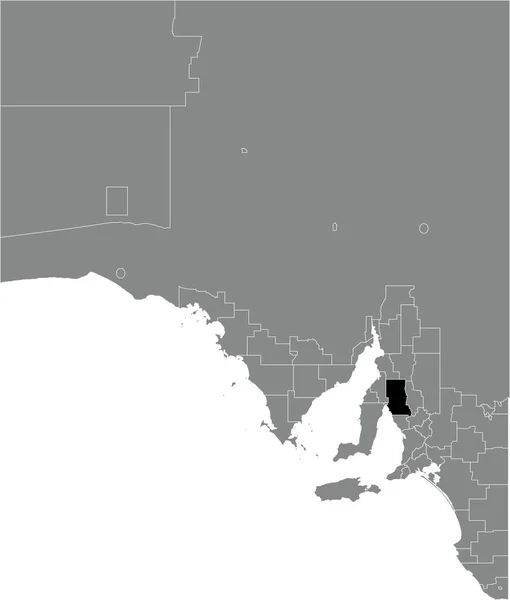 Güney Avustralya Nın Gri Idari Bölgelerinin Gri Yönetim Haritası Içinde — Stok Vektör