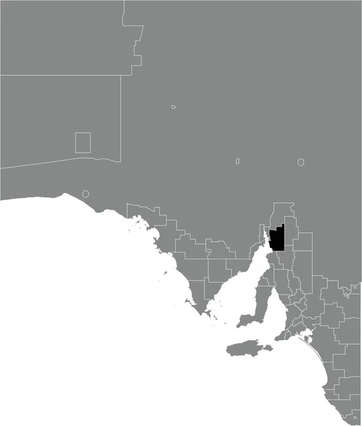 Black Flat Blank Mappa Della Posizione Evidenziata Del Consiglio Distritto — Vettoriale Stock