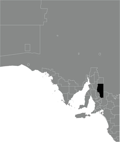 Black Flat Blank Mappa Della Posizione Evidenziata Del Consiglio Regionale — Vettoriale Stock