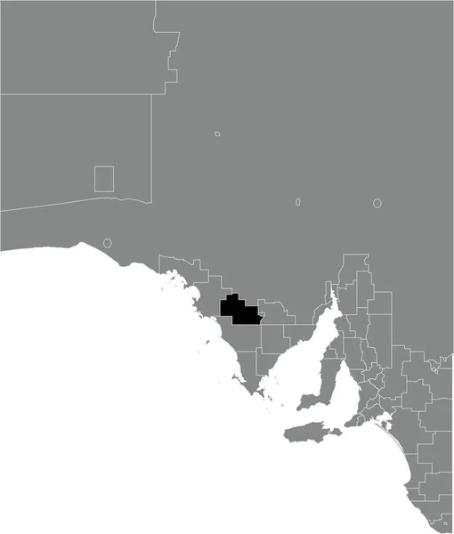 Black Flat Blank Mappa Della Posizione Evidenziata Della Wudinna District — Vettoriale Stock