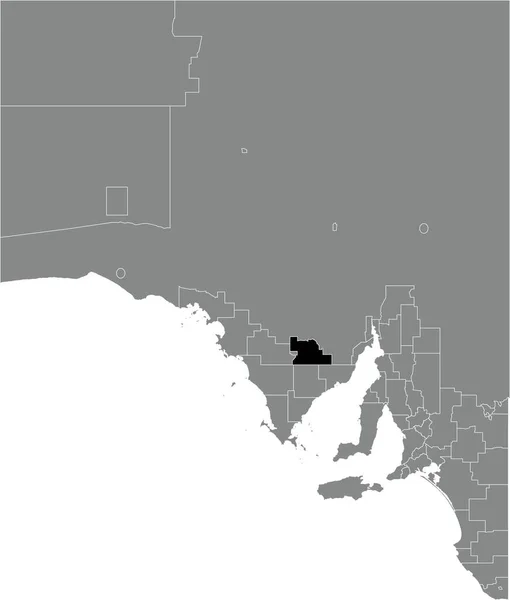 南オーストラリア州の地域の灰色の行政地図の中のキンバ地域の地区評議会の黒いフラットブランクハイライトされた場所マップ — ストックベクタ