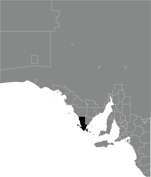 Black Flat Blank Mappa Della Posizione Evidenziata Del District Council — Vettoriale Stock