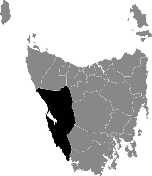 Preto Plano Branco Destaque Mapa Localização Área Costa Ocidental Dentro — Vetor de Stock