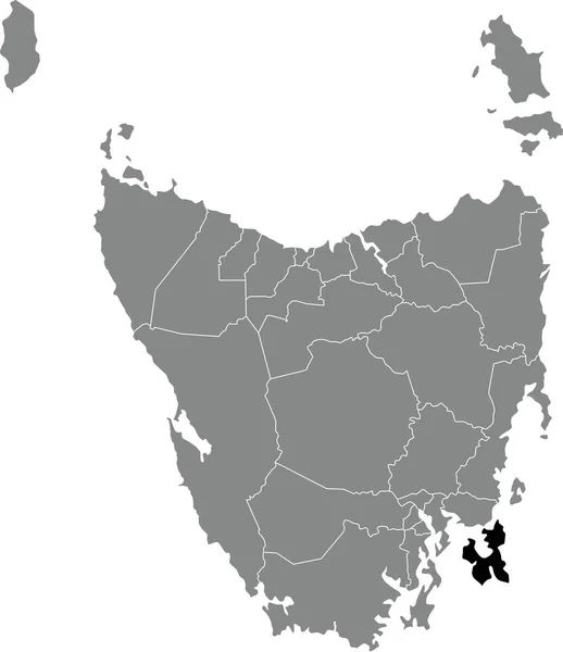Preto Plano Branco Destaque Mapa Localização Área Tasmana Dentro Cinza — Vetor de Stock