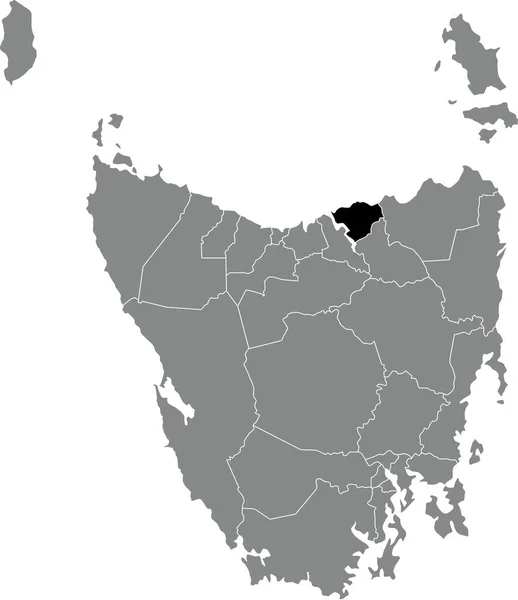 オーストラリアのタスマニア州の地域の灰色の行政地図の中のジョージタウンエリアの黒い平らな空の強調表示された場所の地図 — ストックベクタ