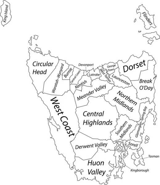 Mapa Administrativo Vectorial Plano Blanco Las Áreas Gobierno Local Del — Vector de stock