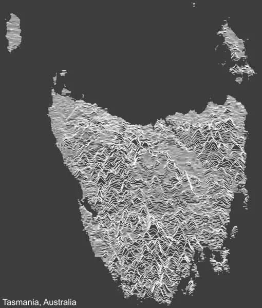 Topographische Negative Reliefkarte Des Australischen Bundesstaates Tasmania Australien Mit Weißen — Stockvektor