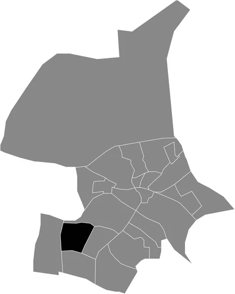Black Flat Blank Highlighted Location Map Elderveld District Gray Administrative — Stock Vector