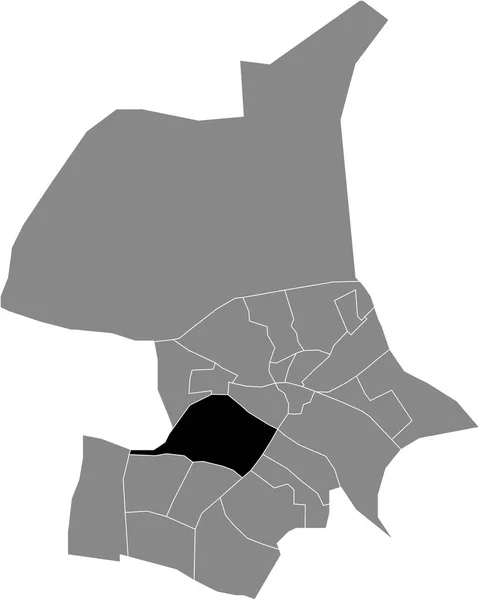 オランダのアーネムの灰色の行政地図の中にあるマルブルゲン ウェスト地区の黒いフラットブランクのハイライトされた場所マップ — ストックベクタ