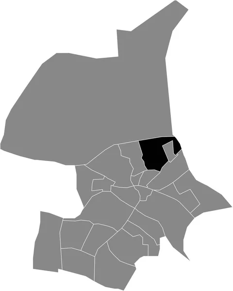 荷兰阿纳姆灰色行政地图内的Monnikenhuizen District黑色平面突出显示空白位置图 — 图库矢量图片