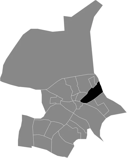 Černá Plochá Prázdná Zvýrazněná Mapa Umístění Velperweg District Uvnitř Šedé — Stockový vektor