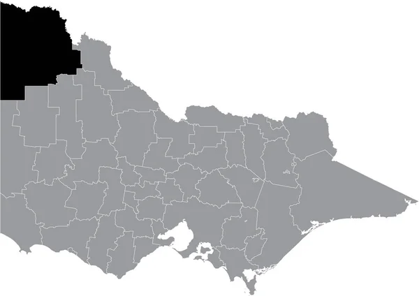 Preto Plano Branco Destaque Mapa Localização Cidade Rural Área Mildura — Vetor de Stock
