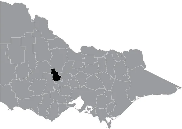 Black Flat Blank Podkreślił Mapę Lokalizacji Shire Central Goldfields Area — Wektor stockowy