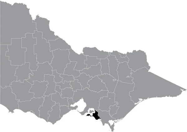 Black Flat Blank Podkreślił Mapę Lokalizacji Bass Coast Shire Area — Wektor stockowy
