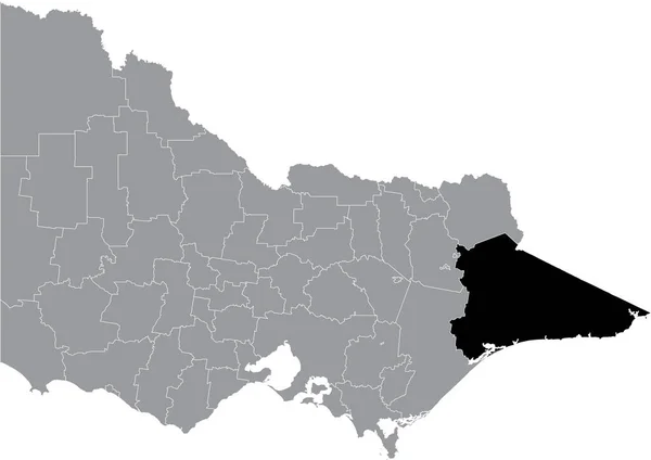 평지에는 오스트레일리아 빅토리 East Gippsland Area Shire 지도가 — 스톡 벡터