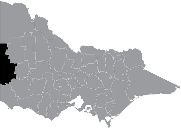 Preto Plano Branco Destaque Mapa Localização Shire West Wimmera Area — Vetor de Stock