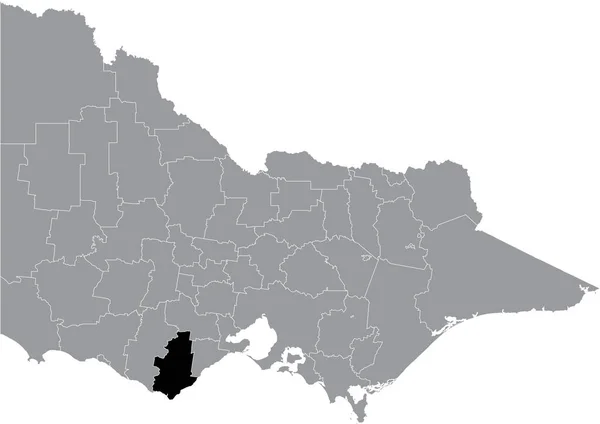 Black Flat Blank Podkreślił Mapę Lokalizacji Colac Otway Shire Area — Wektor stockowy