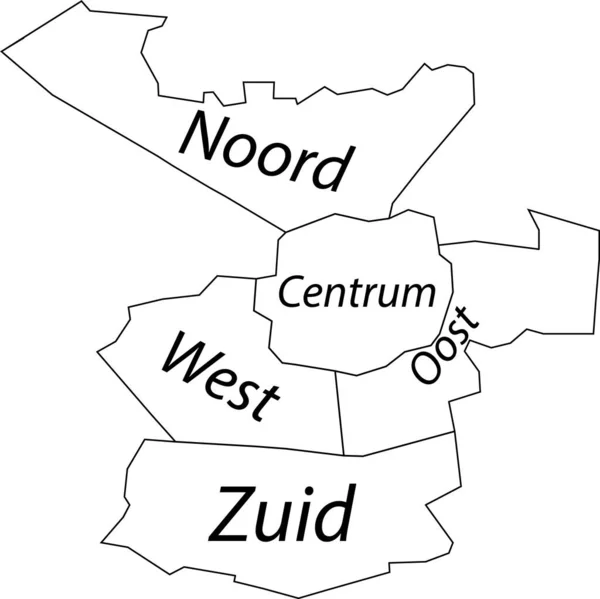 White Flat Vector Administrative Map Enschede Nederländerna Med Namnskyltar Och — Stock vektor