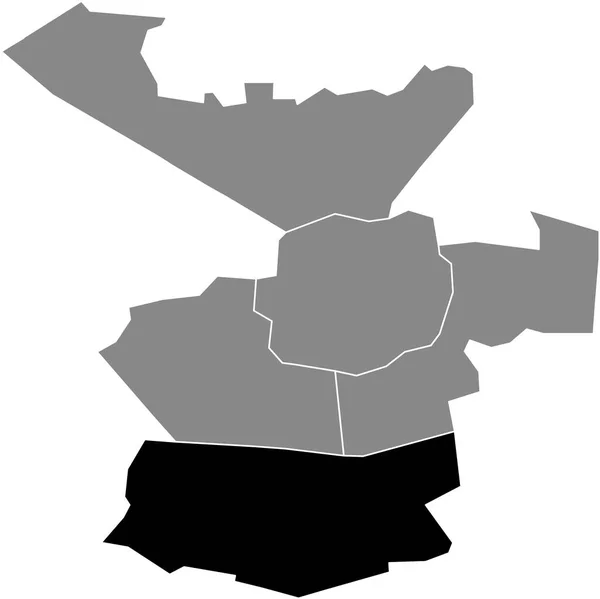 Mapa Ubicación Resaltado Blanco Plano Negro Del Zuid District Dentro — Vector de stock