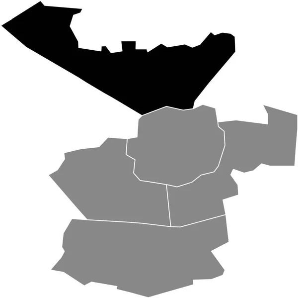 Mapa Ubicación Resaltado Blanco Plano Negro Del Distrito Noord Dentro — Vector de stock