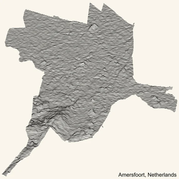 Topografická Reliéfní Mapa Města Amersfoort Nizozemsko Černými Obrysovými Liniemi Vinobraní — Stockový vektor