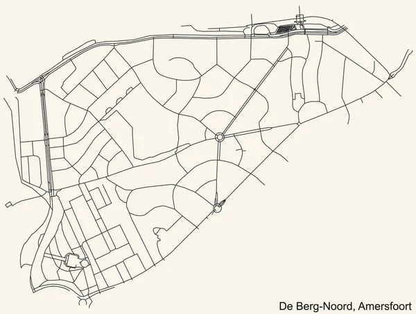 Подробная Навигация Черные Линии Городских Улиц Карта Берг Норд Дистрикт — стоковый вектор