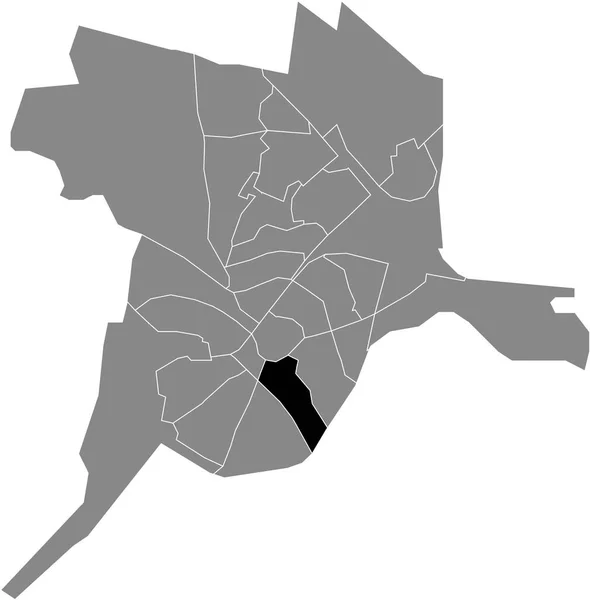 Schwarze Flache Blanko Hervorgehobene Lagekarte Des Vermeerkwartier District Innerhalb Der — Stockvektor