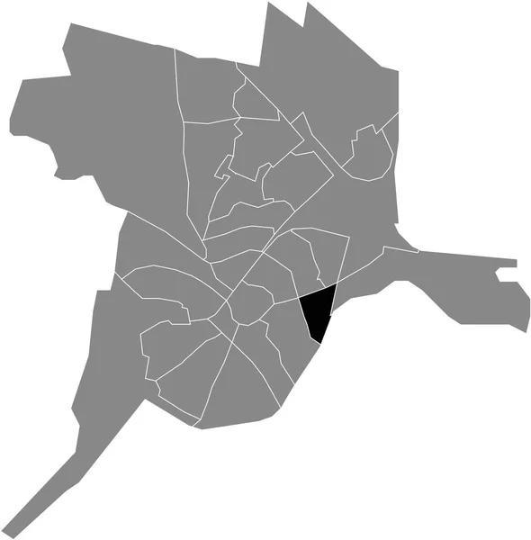 Black Flat Blank Mappa Dettagliata Della Schuilenburg District All Interno — Vettoriale Stock