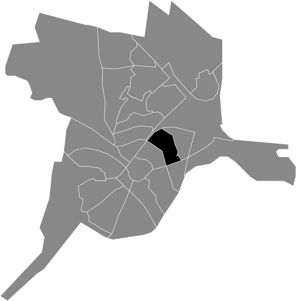 Μαύρο Επίπεδο Κενό Τονισμένο Χάρτη Της Περιοχής Liendert District Μέσα — Διανυσματικό Αρχείο