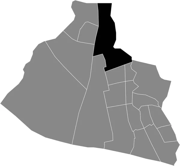 荷兰赞斯塔德灰色行政地图内Wormerveer District的黑色扁平醒目空白位置图 — 图库矢量图片