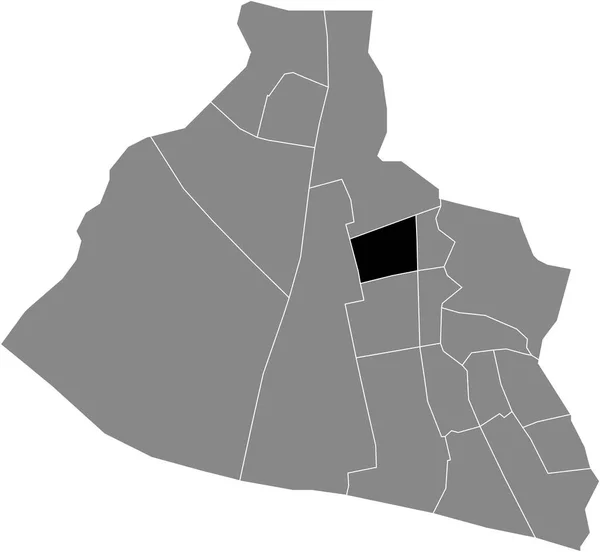 荷兰Zaanstad灰色行政地图内Rooswijk District的黑色扁平突出显示空白位置图 — 图库矢量图片