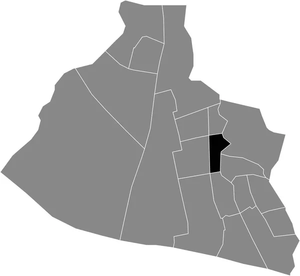 Black Flat Blank Highlighted Location Map Oud Koog Zaan District — Stock Vector