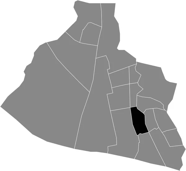 Black Flat Blank Mappa Dettagliata Della Zaandam West District All — Vettoriale Stock