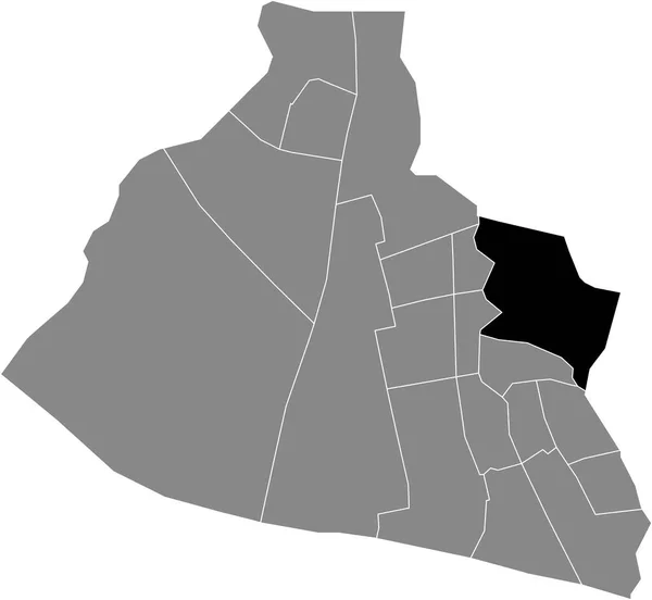 荷兰Zaanstad灰色行政地图内Zaandam Noord District的黑色扁平突出显示空白位置图 — 图库矢量图片