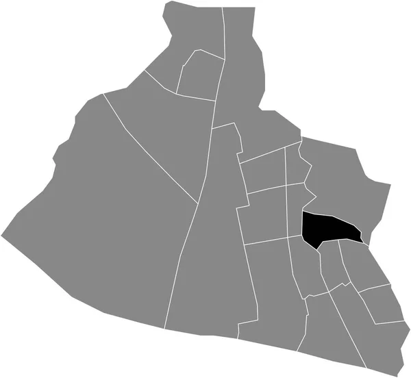 Black Flat Blank Mappa Dettagliata Della Kogerveldwijk District All Interno — Vettoriale Stock