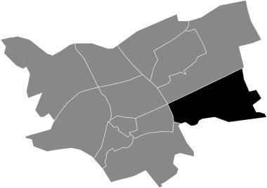 Hollanda, Hertogenbosch 'un gri idari haritasında ROSMALEN ZUID DISTRICT' nin siyah düz çizilmiş konum haritası