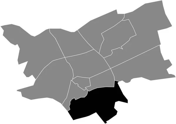 Preto Plano Branco Destaque Mapa Localização Zuidoost District Dentro Cinza —  Vetores de Stock