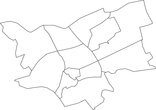 荷兰S Hertogenbosch白色扁平矢量行政地图及其各区黑线 — 图库矢量图片