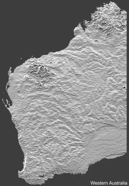 Topografische Negatieve Reliëfkaart Van Australische Staat Western Australia Met Witte — Stockvector